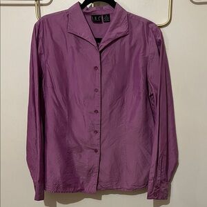 INC sz 14 Silk Purple Button-Up Shirt